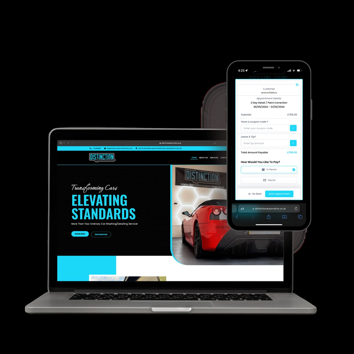 Distinction Automotive website preview