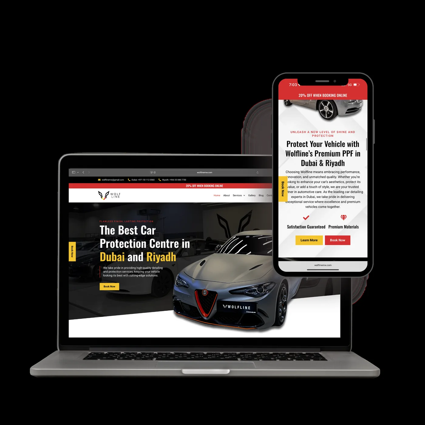 Wolfline Motorworks UAE website preview
