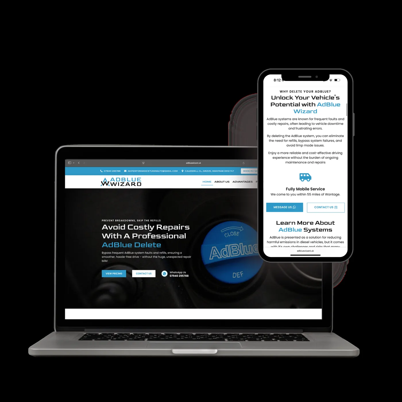 AdBlue Wizard website preview